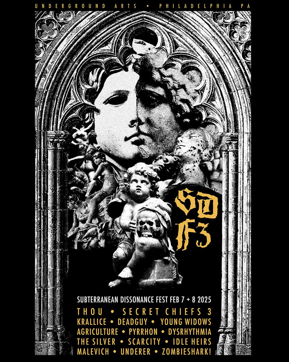 Subterranean Dissonance returns for its third year on February 7 + 8, 2025! 
-
Prepare yourself for two days of madness with performances from: Thou, Secret Chiefs 3, Krallice Deadguy + many more... 
-
Tickets go on sale Thursday 10.31 at 11a - subterraneandissonance.com