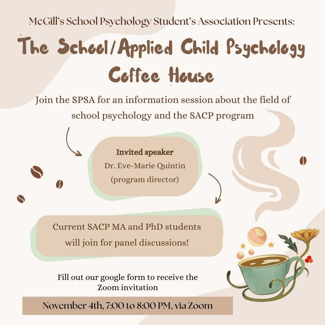 SACPAssociation's tweet photo. We will be hosting our annual "Coffee House" information session on November 4th from 7:00 to 8:00pm (EST) via Zoom. To RVSP, please complete this form: https://t.co/nPEHIzKVYF
We hope to see you there! https://t.co/pzZWn1OnsH