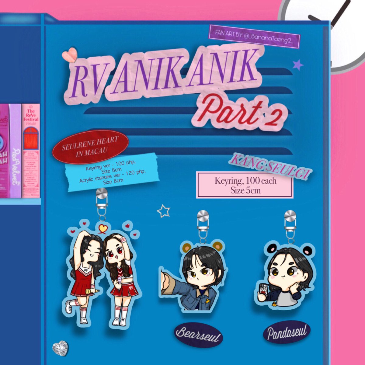 RV ANIK ANIK Part 2 (Pre-order) by <a href="/yzahainz/">Yza 🐼💛</a> &amp; <a href="/justbpxrv/">lai🐥💚</a> 🩷💛🩵💚💜

Order form: forms.gle/DMtfZhrKHRiM9h…

We need at least 10 orders per design for the pre-order to push thru. 🥹 Hope you guys will support us again and thank you in advance! 🫶🏻

Fan art by: <a href="/_BananaTaeng2_/">바나나Q✏️ | open for commissions 😗</a>