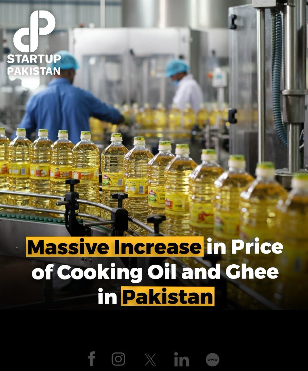 PakStartup's tweet photo. Massive Increase in Price of Cooking Oil and Ghee in Pakistan.
Read more here : https://t.co/0a6kHjK3J8
#CookingOil #Ghee #PriceHike #PakistanEconomy #ConsumerConcerns #FoodPrices https://t.co/strLMpEHNE