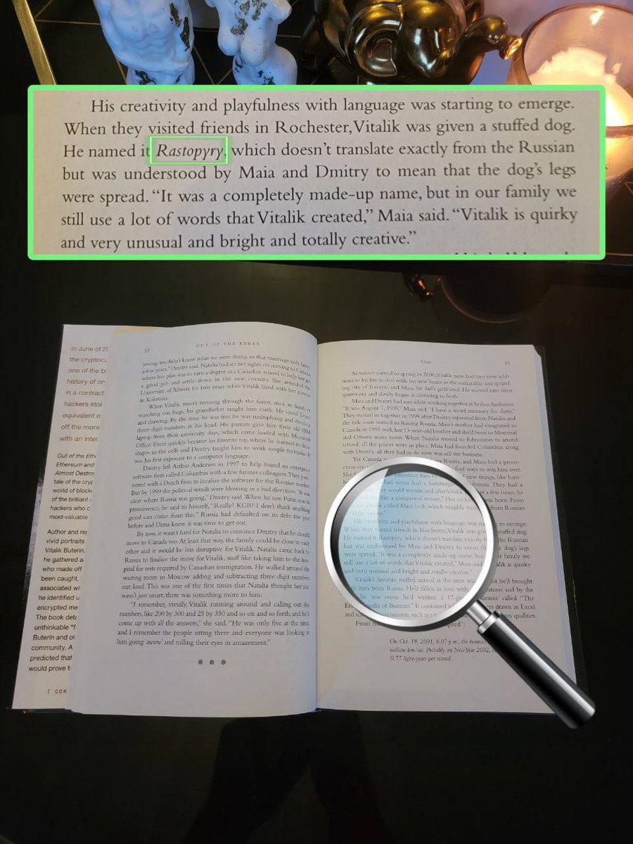 <a href="/HanzoYasunaga/">Hatto Hanzō</a>
"I see some eth memes starting to picking up and see some larps of Vitalik pets going to millions 

$rasto here under 500k mc first ever Vitaliks dog, documented from his biography book, 100% legit narrative with doxxed team who already did 9 charity events all