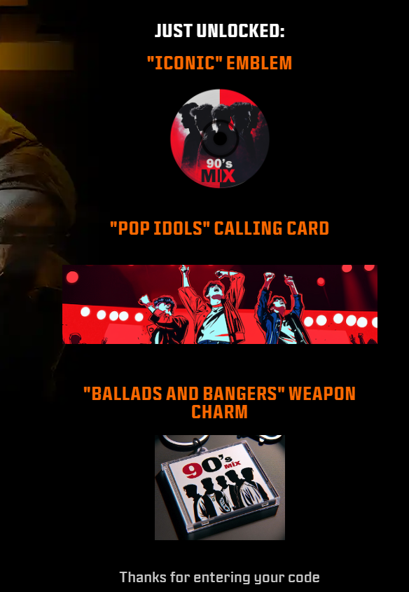 PYfantasy's tweet photo. Call of Duty Black Ops 6 Tokyo Game Show 2024 Bundle Calling Card, Charm   11 usd on gameflip  auto delivery 

u will get

"Iconic" Emblem

"Pop Idols" Calling Card

"Ballads and Bangers" Weapon Charm

https://t.co/pO4Kz1Alhe

#CallofDuty #BlackOps6 https://t.co/Pnh8HPI3O9