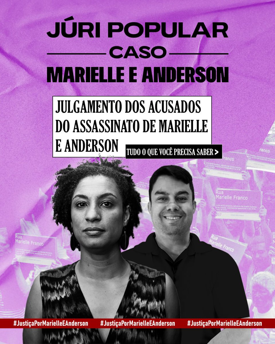 🏛⚖️ JÚRI POPULAR DE MARIELLE E ANDERSON

Roters, amanhã terá início o Júri Popular dos assassinatos de Marielle Franco e Anderson Gomes. Mais do que a justiça por suas mortes, o júri popular é o momento de se cobrar por justiça social e pela defesa dos ativistas e políticos dos