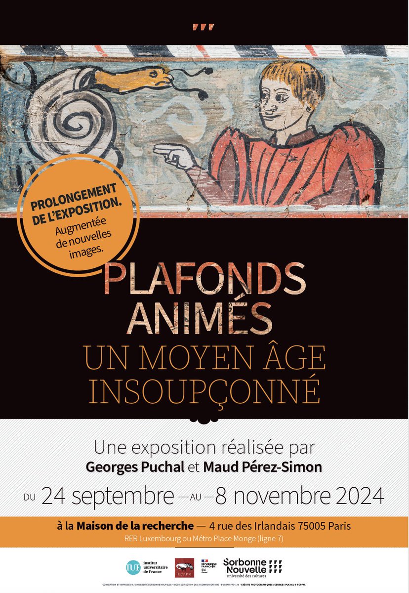 N'oubliez pas, vous pouvez encore profiter des vacances pour visiter cette magnifique exposition à la Maison de la Recherche de la <a href="/Sorbonne_Nvelle/">Université Sorbonne Nouvelle</a>! Des scènes pittoresques et inédites un nouveau regard sur le Moyen Âge. C'est au cœur de Paris, ouvert 9h-18h <a href="/RCPPMassoc/">RCPPM</a> .