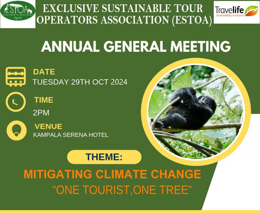 misstourismUga's tweet photo. Happening now: @EstoaO AGM championing #SustainableTourism with #MissTourismUganda Queen @biankalucky_1
Save the environment don’t cut trees, plant them instead.
#mitigatingclimatechange
@MTWAUganda @UTAUganda @nemaug @UNEP @NFAUG @TheWCS @WWFUganda @GCICUganda @EUinUG @CCD_UG https://t.co/lSHlgoFnCO