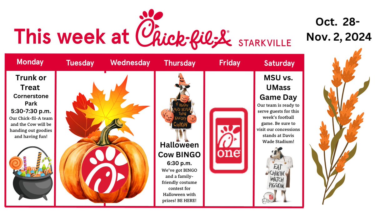 The last week of October calls for two last spooky events of the year!👻 Don't miss out on Trunk or Treat or Halloween Cow BINGO this week!