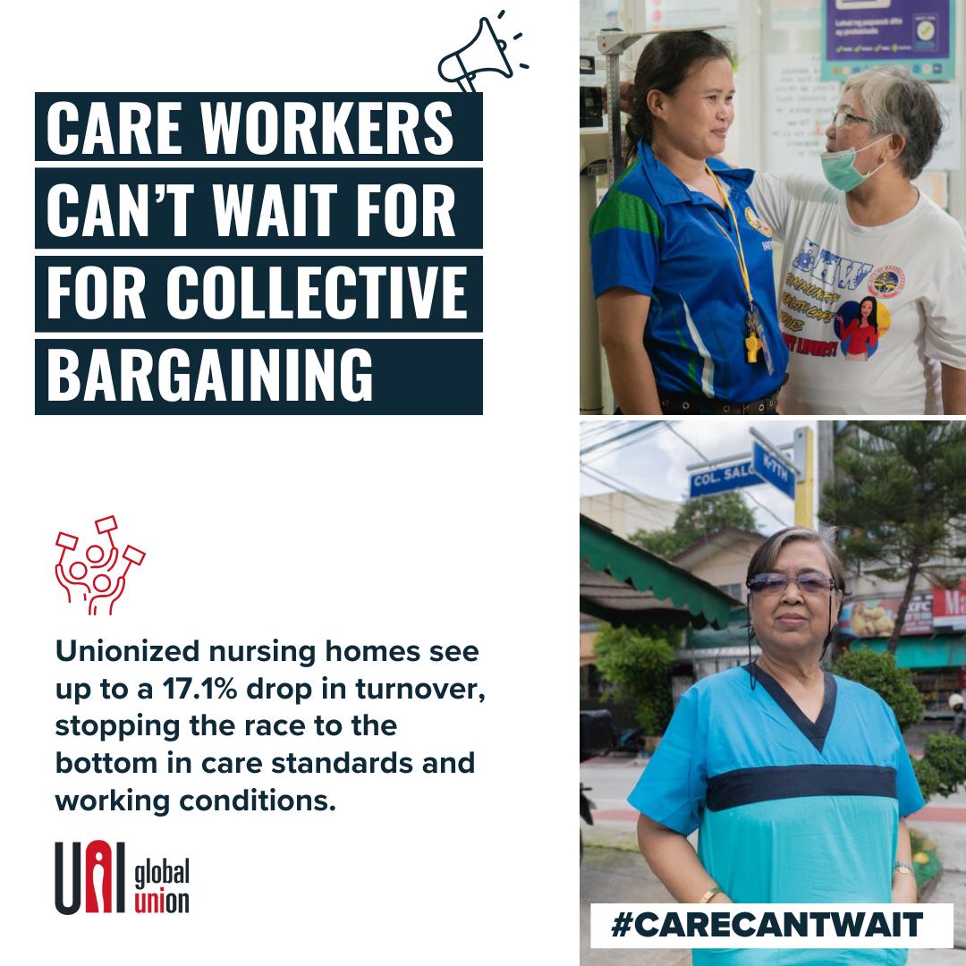 #carecantwait for collective bargaining - and the Fair Pay Agreement in Adult Social Care in England - must pull pay, terms and conditions up for all CSW across the UK. Society needs a functioning care service and workers deserve respect, dignity and fair pay. <a href="/uniglobalunion/">UNI Global Union</a>