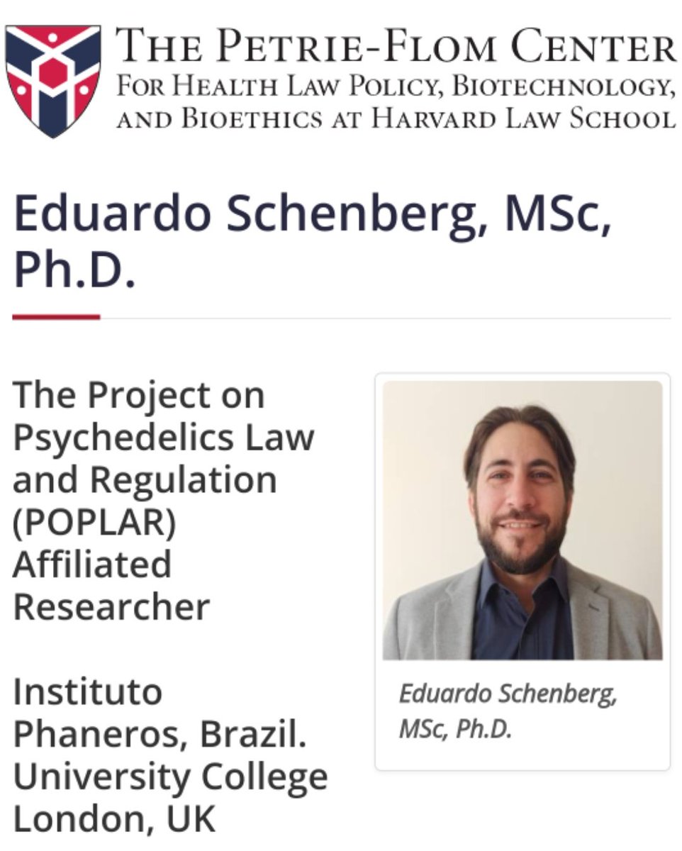 eeschenberg.bsky.social (@ee_schenberg) on Twitter photo Honored to start as Affiliated Researcher at the Project on Psychedelics Law and Regulation (POPLAR) under leadership of <a href="/MasonMarksMD/">Mason Marks, MD, JD</a> , <a href="/SusannahBaruch/">Susannah Baruch</a> and <a href="/CohenProf/">I. Glenn Cohen</a> at <a href="/PetrieFlom/">Petrie-Flom Center</a> Center for Health Law, Biotechnology and BioEthics 🇺🇸 Honored to start as Affiliated Researcher at the Project on Psychedelics Law and Regulation (POPLAR) under leadership of <a href="/MasonMarksMD/">Mason Marks, MD, JD</a> , <a href="/SusannahBaruch/">Susannah Baruch</a> and <a href="/CohenProf/">I. Glenn Cohen</a> at <a href="/PetrieFlom/">Petrie-Flom Center</a> Center for Health Law, Biotechnology and BioEthics 🇺🇸