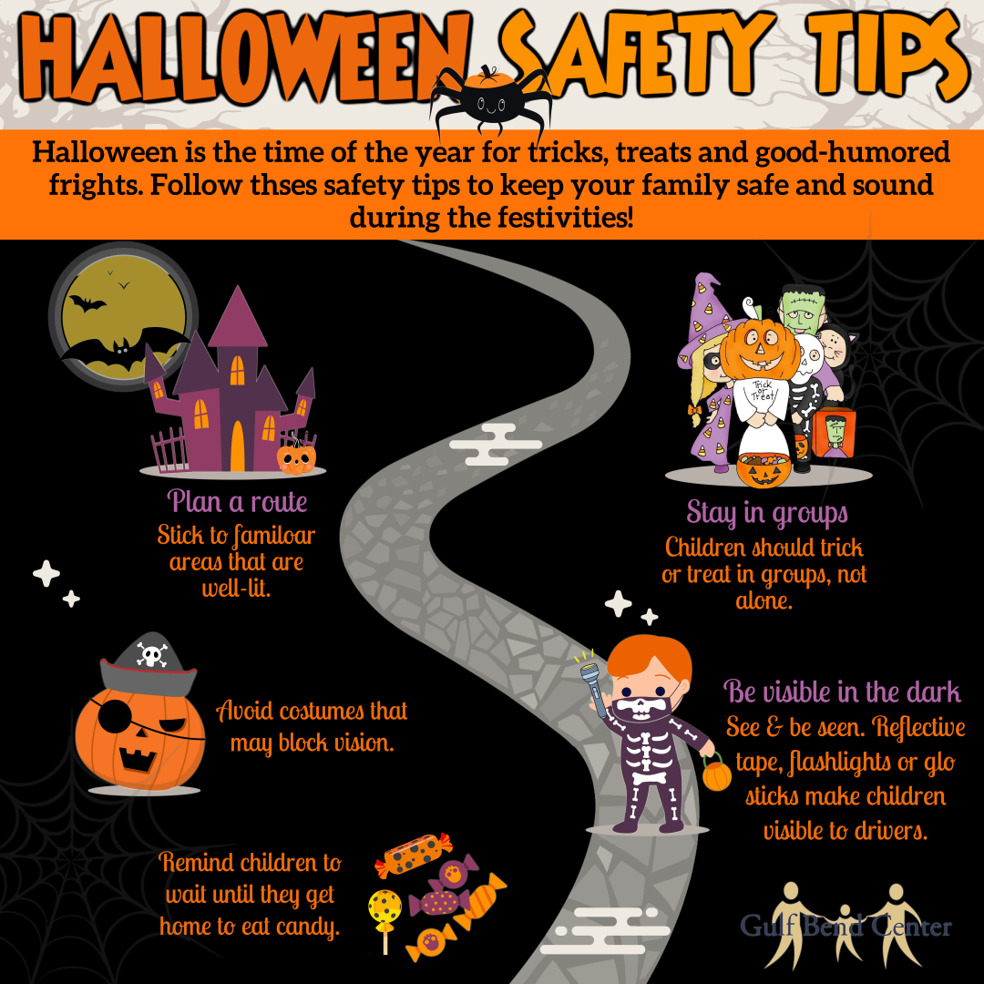 GulfBend's tweet photo. 👻🎃Halloween is almost here! Let’s keep our little ghouls and goblins safe this spooky season with these tips. 🍭
#HalloweenSafety #TrickOrTreat #SafeHalloween https://t.co/sJnsyf4LiN