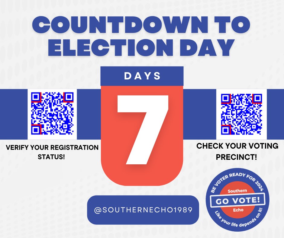 Every eligible voter has the power to shape the future of our democracy. 🗳️

Check your voter registration status and find your precinct easily with the QR codes below. 

#Vote2024 #YourVoteMatters #DemocracyInAction
