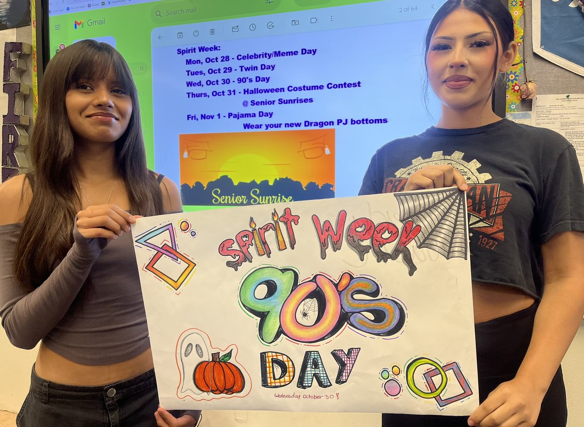 🎉 Spirit Week Reminder! 🎉

Tomorrow is 90s Day—don’t forget to throw it back with your best 90s style!
