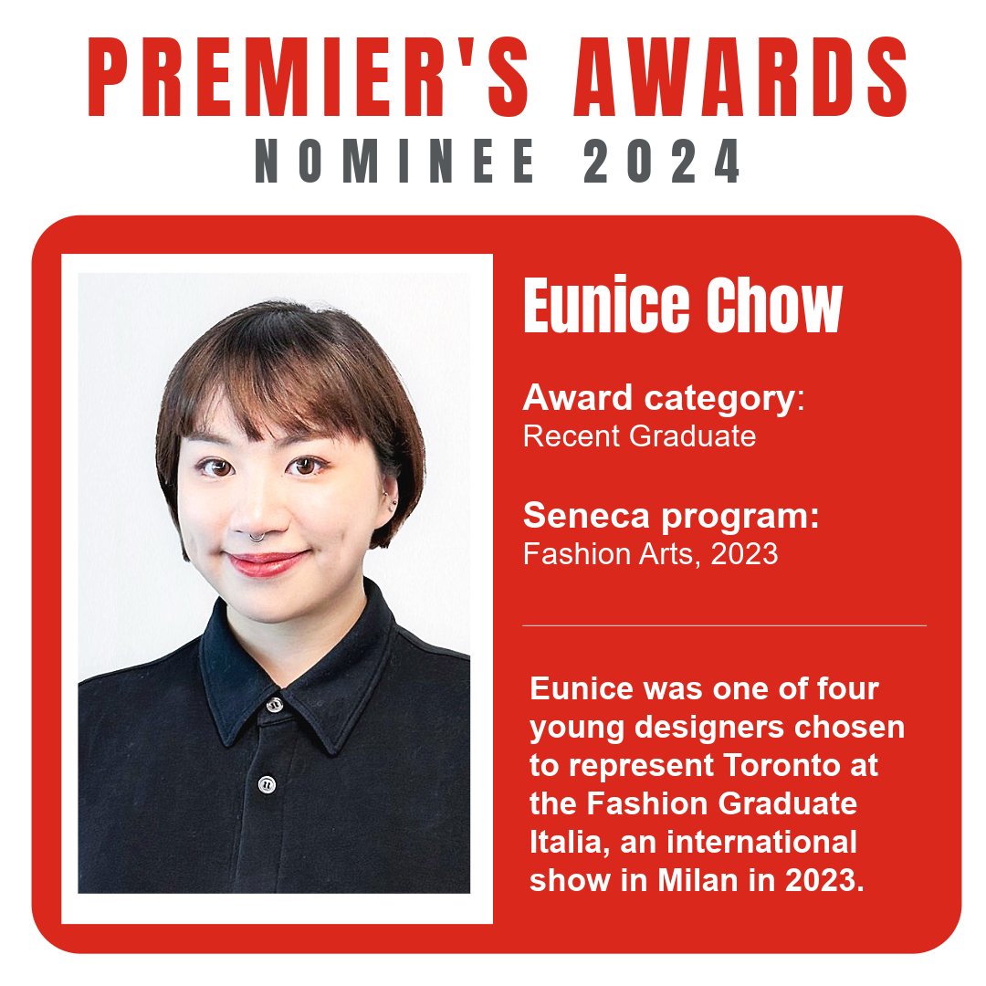 SenecaAlumni's tweet image. Eunice Chow was nominated for the 2024 Premier’s Awards ⭐ 

Eunice Sik Tung Chow has her own brand and has teamed with three fashion graduates to create their own label, MACEL. 

#SenecaProud #SenecaPolytechnic