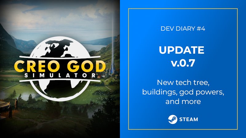 Babe come quick, Creo's newest major update just dropped!

This new update completely revamps the tech tree and progression system, while adding new buildings, god powers, and more!

You can learn more here: store.steampowered.com/news/app/10287…

#indiegame #gamedev