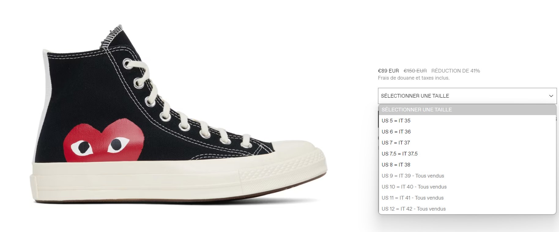 Comme des garcons 36 89 hotsell
