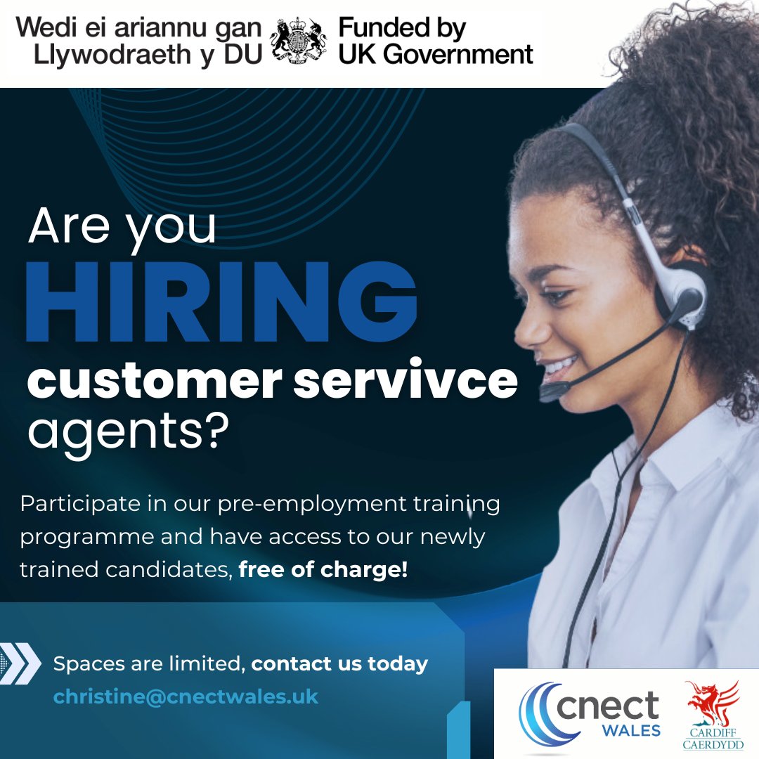 Are you tired of hiring candidates who lack the essential skills to succeed?

Our Pre-Employment Training programme equips candidates with the skills and knowledge they need to hit the ground running.

Ready to interview? Contact christine@cnectwales.uk today.