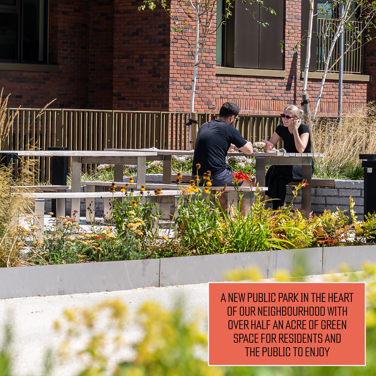Greengate Park is in the heart of our Colliers Yard neighbourhood.

Offering over half an acre of green space, it’s perfect for gathering with friends or starting your day with morning yoga. This beautifully landscaped space serves as a central hub, blending natural beauty with