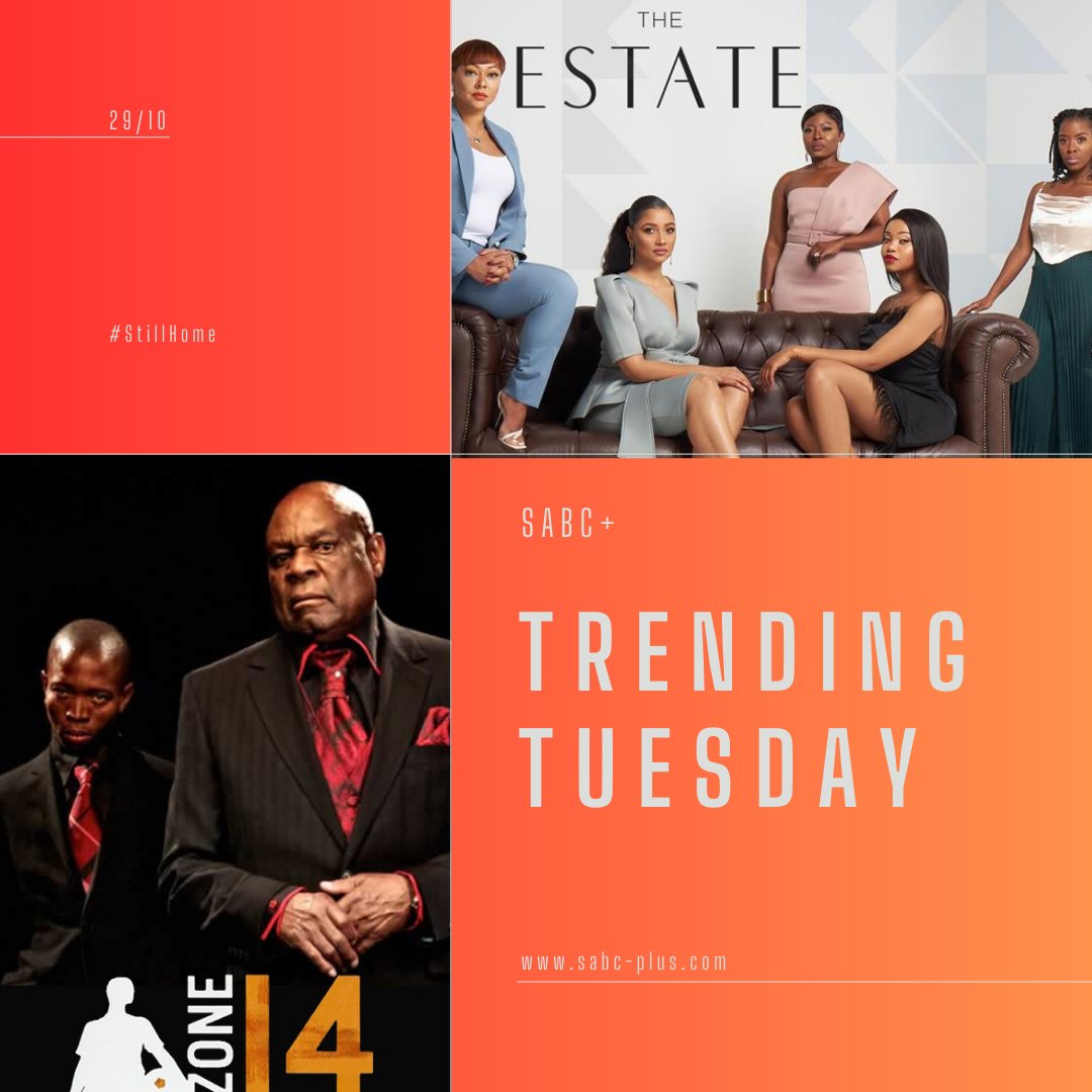 SABCPlus's tweet photo. This #TrendingTuesday, let SABC Plus take your binge-watching to the next level!
#TheEstate
#Zone14
Download SABC Plus https://t.co/GNee9W5Frc to watch this amazing shows
#StillHome https://t.co/LAVED4eGMO