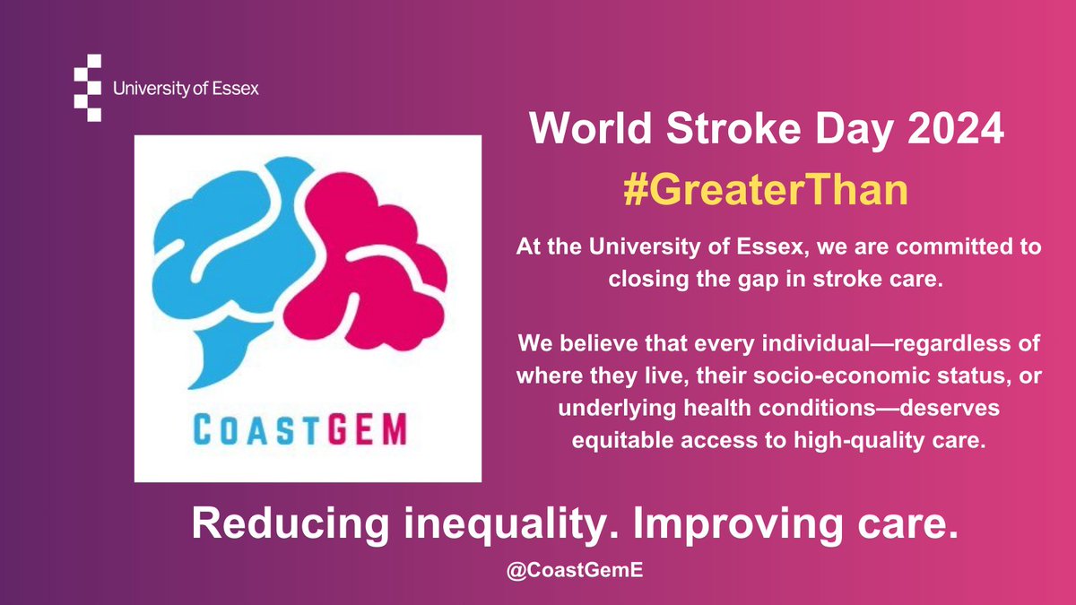 CoastGEM Essex (@coastgeme) on Twitter photo 1 in 4 people globally will experience a stroke in their lifetime. 
90% of strokes are associated with 10 modifiable risk factors.  Essex faces inequalities in access 2 essential stroke services, from emergency response 2 long-term care. 
<a href="/Essex/">Essex</a>, we want #2 be >stroke! 1 in 4 people globally will experience a stroke in their lifetime. 
90% of strokes are associated with 10 modifiable risk factors.  Essex faces inequalities in access 2 essential stroke services, from emergency response 2 long-term care. 
<a href="/Essex/">Essex</a>, we want #2 be >stroke!