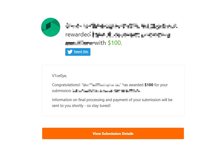 I earned $100 for my submission on @bugcrowd #ItTakesACrowd