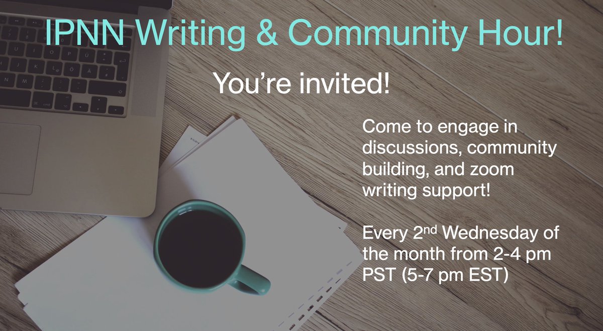 IPNN Community and Writing Hours are back!!! 🎉☕️

Every 2nd Wed from 5-7 EDT (2-4 PDT). This has especially been a time for graduate students and early career scholars to discuss what Indigenous sociology can be and receive support! 

Register here: binghamton.zoom.us/meeting/regist…