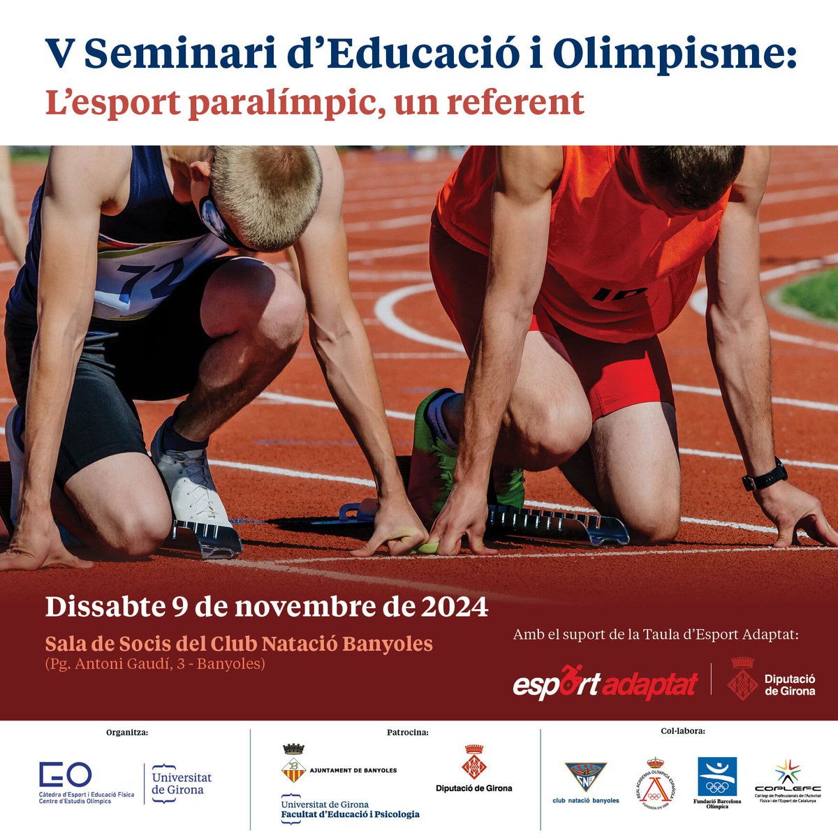 Càtedra d'Esport i Educació Física - UdG (@udgceef) on Twitter photo 🔴El V Seminari sobre Educació i Olimpisme abordarà l'esport paralímpic i adaptat, fomentant la inclusió, la formació de professionals i la integració dels valors paralímpics en l'educació. 
Inscripcions i informació: lc.cx/eZlWJJ
#Olimpisme #Inclusió #EsportAdaptat 🔴El V Seminari sobre Educació i Olimpisme abordarà l'esport paralímpic i adaptat, fomentant la inclusió, la formació de professionals i la integració dels valors paralímpics en l'educació. 
Inscripcions i informació: lc.cx/eZlWJJ
#Olimpisme #Inclusió #EsportAdaptat