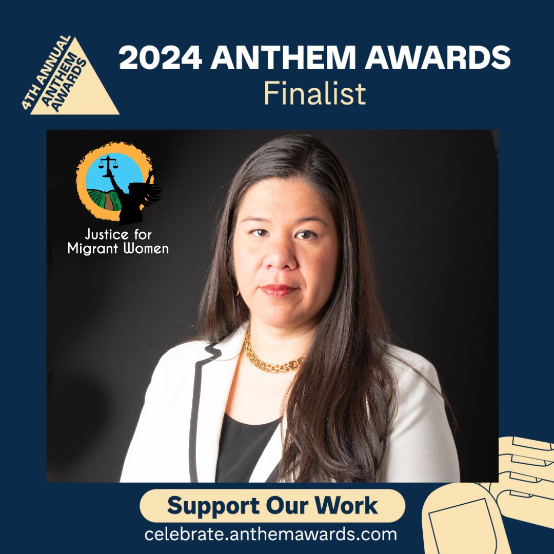 We are proud to share that our President
<a href="/MonicaRamirezOH/">Monica Ramirez</a> has been selected as a finalist for the The Anthem Awards Human &amp; Civil Rights Leader category. 🎉 Support our work by voting for Monica here by 10/31: celebrate.anthemawards.com/PublicVoting#/…