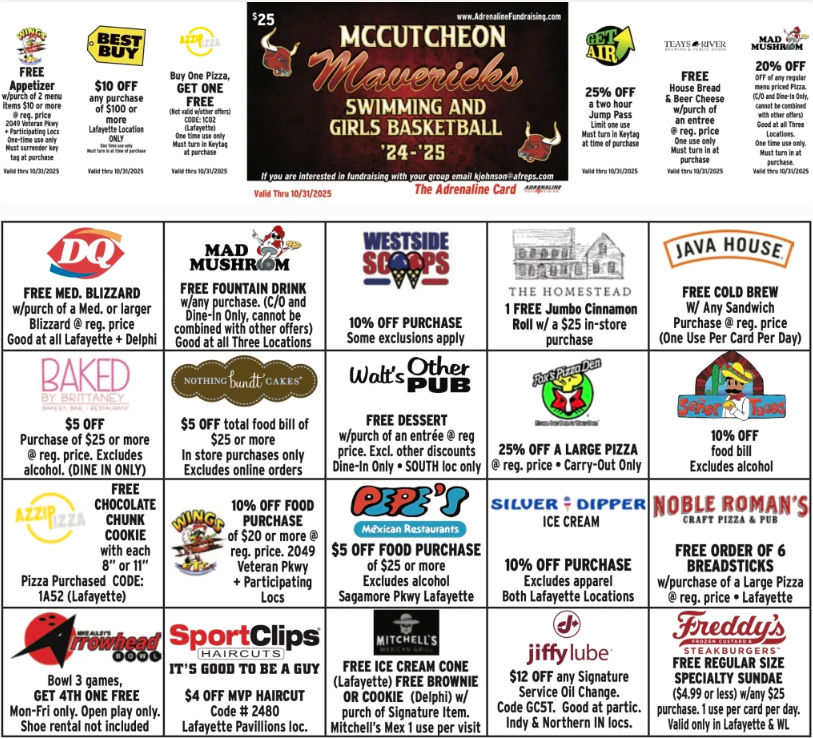 mccutcheonmavs's tweet photo. @MavSwim_Dive along with @Lady_Mavs_Bball are once again selling Maverick Discount Cards!  The cost is $25 per card with terrific discounts at several area businesses - Order your card(s) online or reach out to any player or staff to grab yours today!

https://t.co/nAuHnyNXJh https://t.co/B1LFm897iL