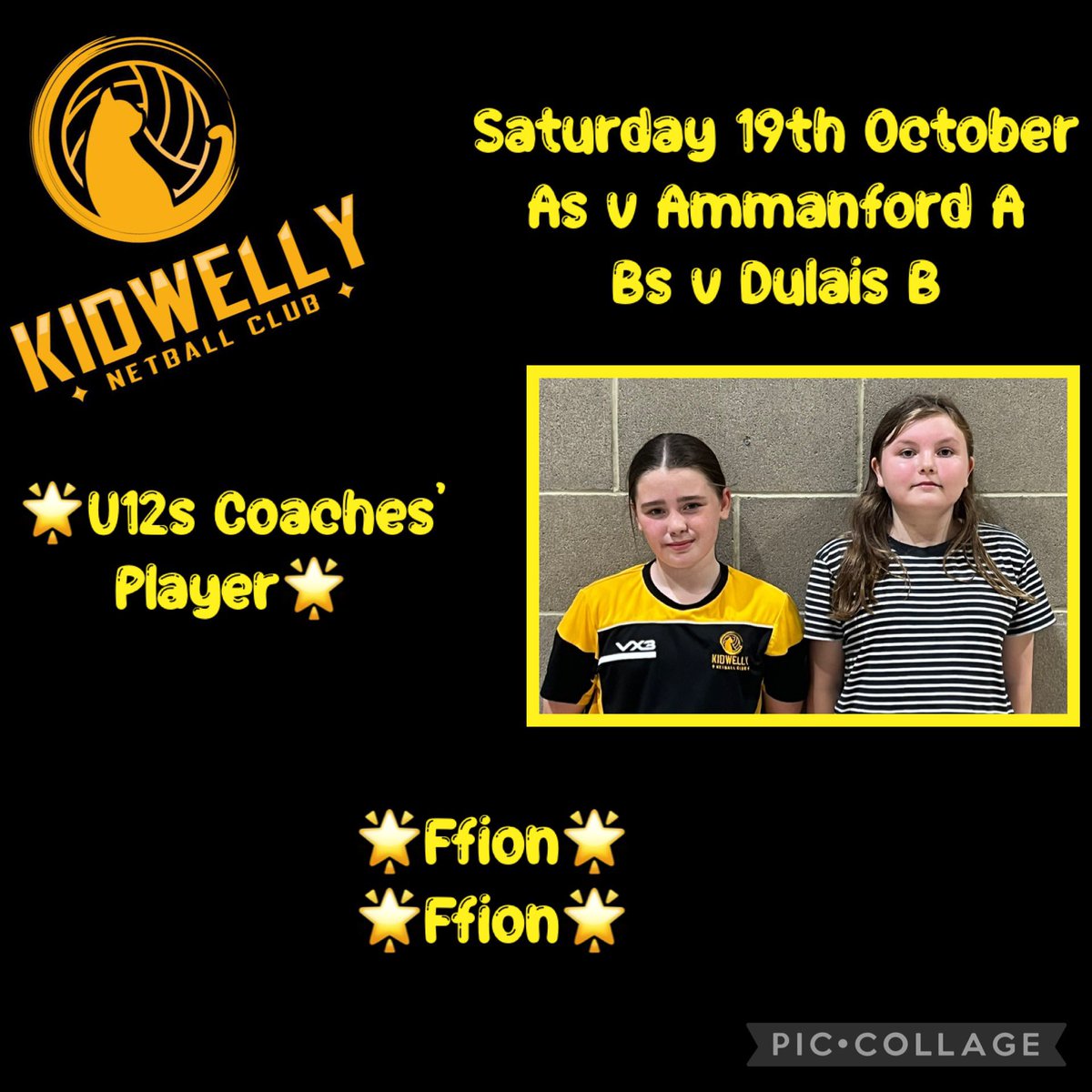 KidJunNetball's tweet photo. U12s Coaches’ Player Saturday 19th October https://t.co/l1REJBaZVV