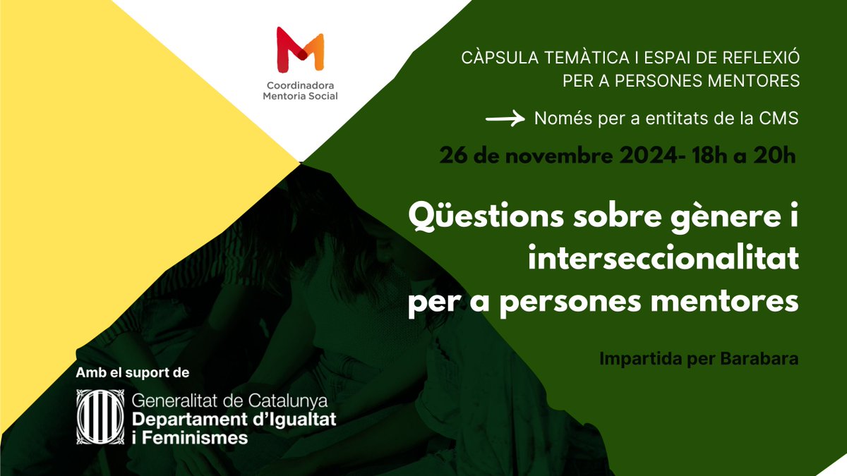 💡 Com t'influeixen els estereotips i els prejudicis del nostre context?
Si ets #personamentora et proposem una formació introductòria i bàsica de la mà de <a href="/BarabaraEduCoop/">Barabara Educació</a> 

Més informació i inscripcions:
bit.ly/3U8fjZk