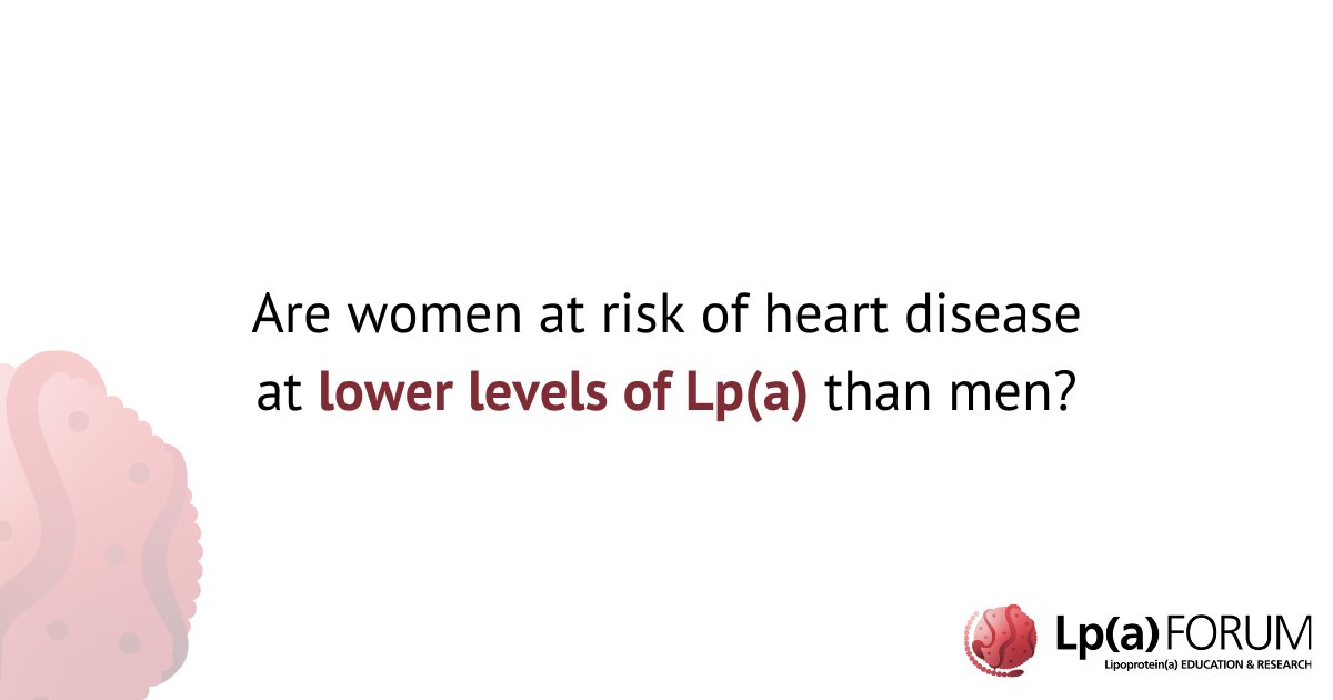 Should Lp(a) thresholds for predicting heart disease risk be different for women and men? Read more lpaforum.org/should-lpa-thr…

#coronaryarterydisease #cardiologists #GPs #lipidologists #cardiacnurses