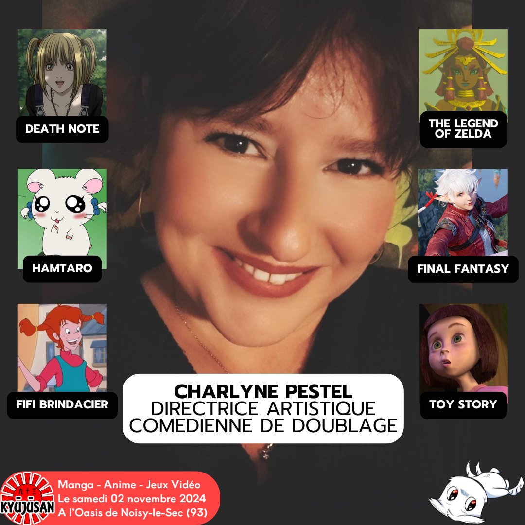 Charlyne Pestel, directrice artistique et comédienne de doublage, est notre douzième invitée !

Elle est la voix française de Misa (Death Note), Riju (The Legend of Zelda), Bijou (Hamtaro), Alisaie (Final Fantasy), Fifi (Fifi Brindacier) ou encore Hannah (Toy Story).