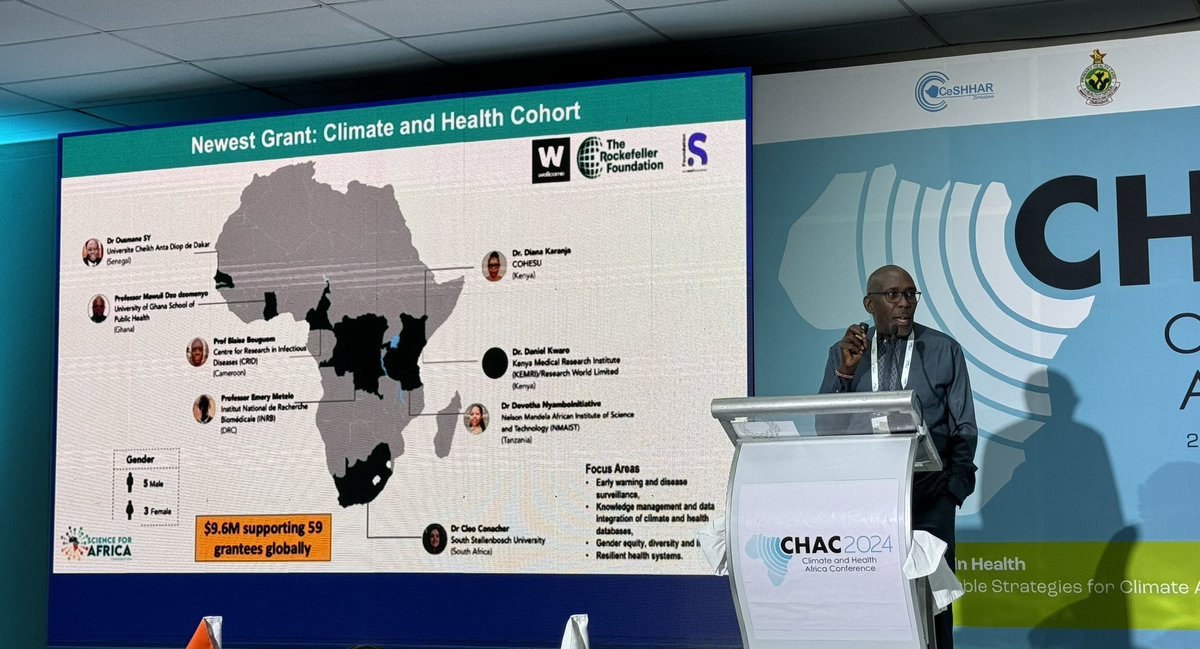 Doris Wangari (@doriswangarin) on Twitter photo Attending the 1st Climate & Health Africa Conference (#CHAC2024) in Harare 🇿🇼
<a href="/Afroscientist/">Tom Kariuki, PhD</a> <a href="/SciforAfrica/">Science for Africa Foundation</a> announced the eight Grand Challenges Africa grantees, who’ll be tackling innovative projects to advance #ClimateHealth resilience in #Africa.
Exciting journey ahead! Attending the 1st Climate & Health Africa Conference (#CHAC2024) in Harare 🇿🇼
<a href="/Afroscientist/">Tom Kariuki, PhD</a> <a href="/SciforAfrica/">Science for Africa Foundation</a> announced the eight Grand Challenges Africa grantees, who’ll be tackling innovative projects to advance #ClimateHealth resilience in #Africa.
Exciting journey ahead!