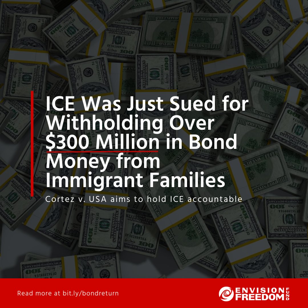 BREAKING NEWS 🚨 ICE is withholding $300 million in bond money from families who freed loved ones from detention. A class action lawsuit was filed today to hold ICE accountable. ICE has profited off of the immigrants' suffering and separation for too long. bit.ly/bondreturn