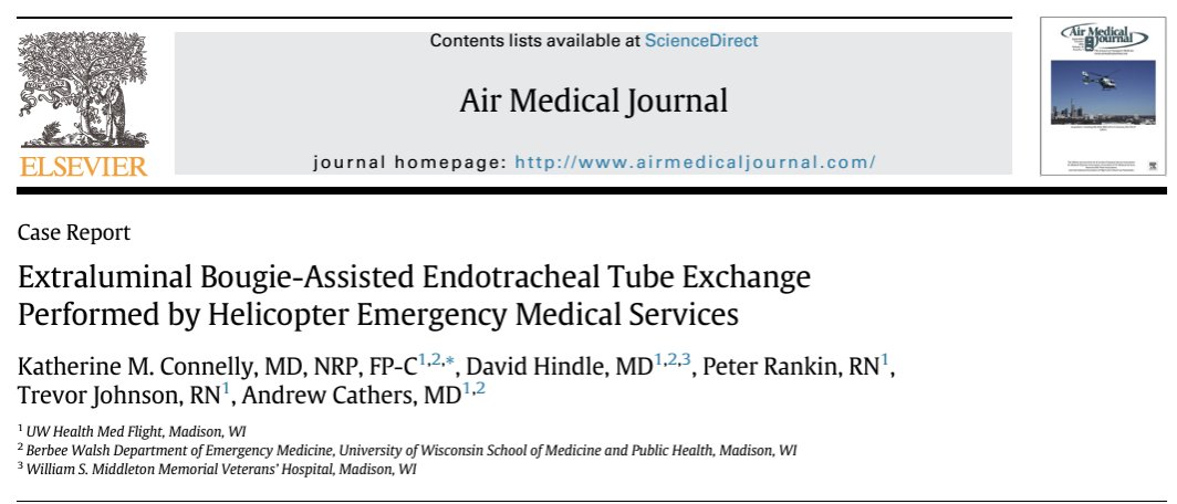 Drew Cathers, MD (@drewcathers) on Twitter photo Our latest case report - another instance of bougie familiarity and skills leading to safer airway management. <a href="/kmconnel78/">Kate Connelly</a> <a href="/BritFltdoc/">David Hindle</a> <a href="/mack99301/">Pete Rankin</a> <a href="/Trev074Trevor/">Trevor Johnson</a> <a href="/UWMedFlight/">UW Health Med Flight</a> <a href="/UWEmerMed/">Univ. of Wisconsin Emergency Medicine</a> <a href="/MadtownEM/">Univ. of Wisconsin EM Residency</a> <a href="/cliffreid/">Cliff Reid</a> <a href="/AMPAdocs/">AMPA</a> <a href="/ATACCFaculty/">ATACC Faculty</a> <a href="/DipRTM/">Dip RTM (RCSEd)</a> <a href="/UCAirCareDoc/">Bill Hinckley</a>
sciencedirect.com/science/articl… Our latest case report - another instance of bougie familiarity and skills leading to safer airway management. <a href="/kmconnel78/">Kate Connelly</a> <a href="/BritFltdoc/">David Hindle</a> <a href="/mack99301/">Pete Rankin</a> <a href="/Trev074Trevor/">Trevor Johnson</a> <a href="/UWMedFlight/">UW Health Med Flight</a> <a href="/UWEmerMed/">Univ. of Wisconsin Emergency Medicine</a> <a href="/MadtownEM/">Univ. of Wisconsin EM Residency</a> <a href="/cliffreid/">Cliff Reid</a> <a href="/AMPAdocs/">AMPA</a> <a href="/ATACCFaculty/">ATACC Faculty</a> <a href="/DipRTM/">Dip RTM (RCSEd)</a> <a href="/UCAirCareDoc/">Bill Hinckley</a>
sciencedirect.com/science/articl…