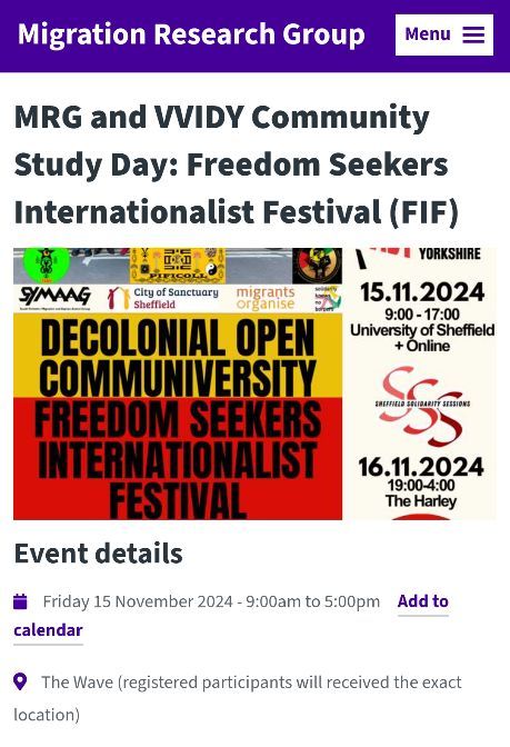 shefsolsessions's tweet photo. REGISTER NOW~RESERVE YOUR FREE PLACE AT FREEDOM SEEKERS INTERNATIONALIST FESTIVAL, PART OF THE DECOLONIAL OPEN COMMUNIVERSITY
@SheffieldMRG

https://t.co/e1rhuR8sVu

#Sheffield #sheffielduniversity #communiversity #decolonial #freedomseeker #conference #festival #register https://t.co/mPnpunQfjb