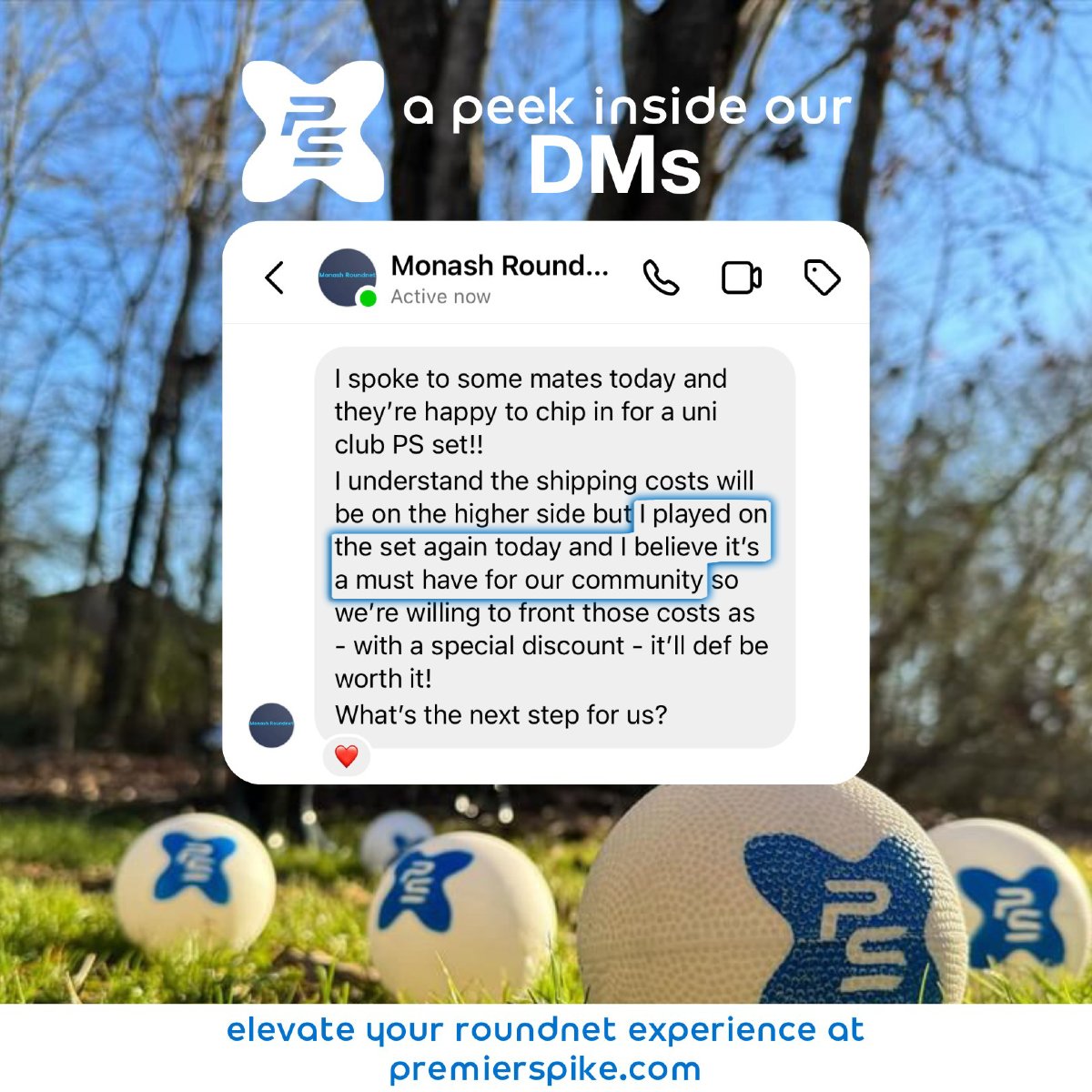 premier_spike's tweet image. Monash University in Australia knows whatsup! So cool to see Premier Spike being put into action on an international level. 🤯

Roundnet club discounts are always available!
#premierspike #roundnet #roundnetcommunity #productreview #quality