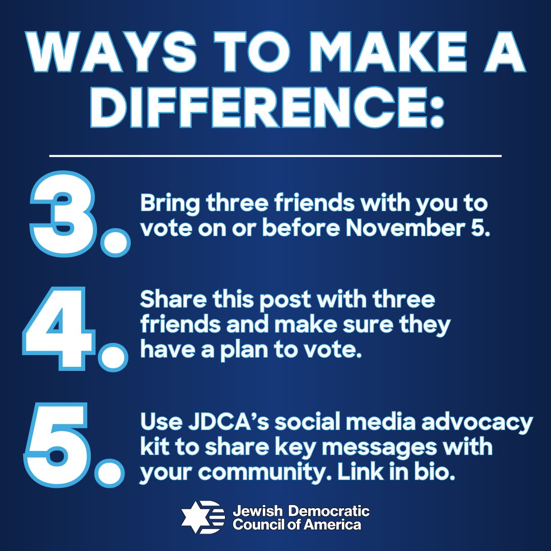 USJewishDems's tweet photo. Five days until Election Day. You don't want to look back at this election and wish you had done more.

Make an impact with us: https://t.co/jsw8NtOuyb https://t.co/887wGJViOJ