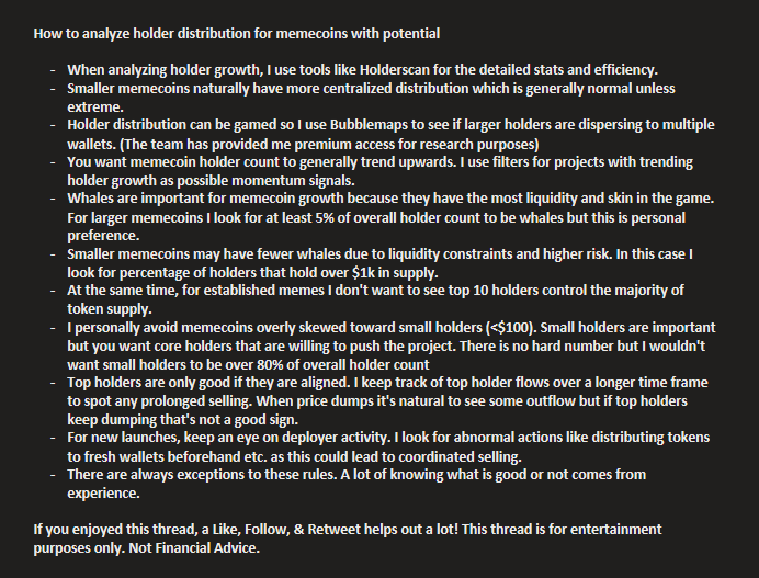 DeFiMinty's tweet photo. How to analyze holder distribution for memecoins with potential https://t.co/UoR78bXHeV