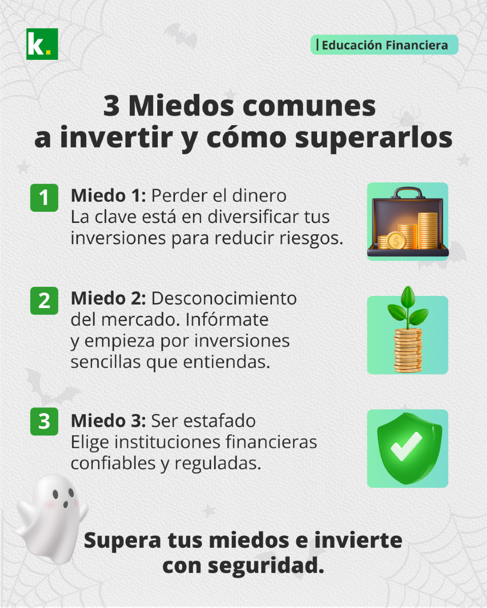 🎃 ¡Los 3 miedos más comunes al invertir que puedes superar! 🎃
En este Halloween, no dejes que el miedo te frene. 👻 Desde el temor a perder dinero hasta el desconocimiento del mercado, sabemos que las dudas pueden asustar... pero también sabemos cómo ayudarte a vencerlas. 💪