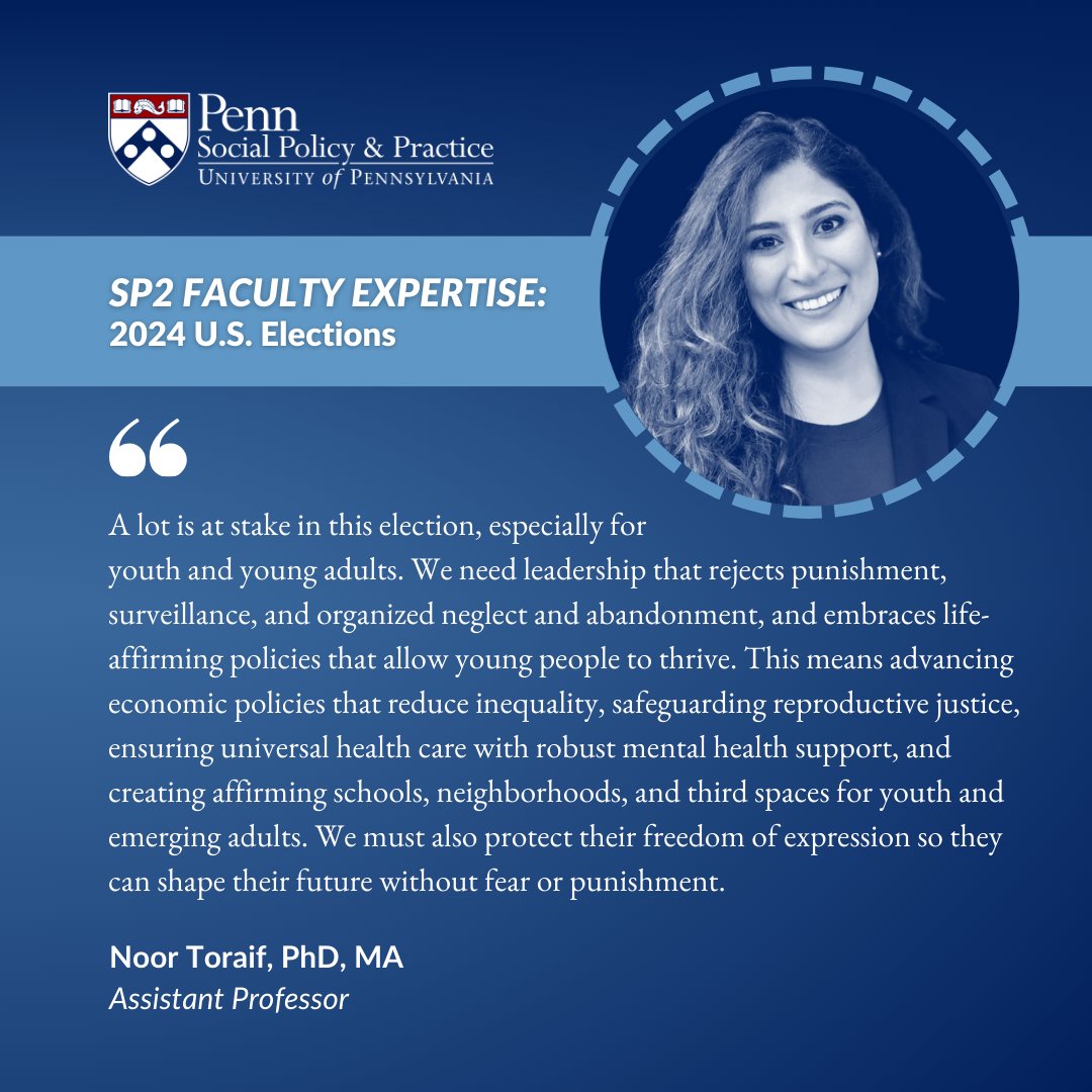 PennSP2 (@pennsp2) on Twitter photo As voters consider 2024 ballots at local, state, & national levels, we’re highlighting the issues that #PennSP2 faculty view as priorities from the POV of their research. Dr. Noor Toraif discusses what’s at stake for youth and young adults. <a href="/Noorealism/">Noor Toraif</a> bit.ly/3AmpCCl As voters consider 2024 ballots at local, state, & national levels, we’re highlighting the issues that #PennSP2 faculty view as priorities from the POV of their research. Dr. Noor Toraif discusses what’s at stake for youth and young adults. <a href="/Noorealism/">Noor Toraif</a> bit.ly/3AmpCCl