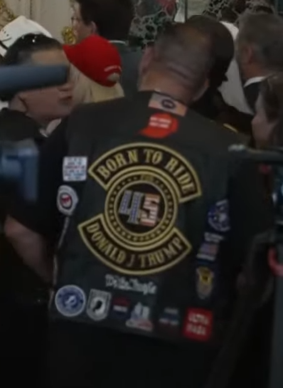 At the Trump rally - dont think this guy thought through his patches that well....
