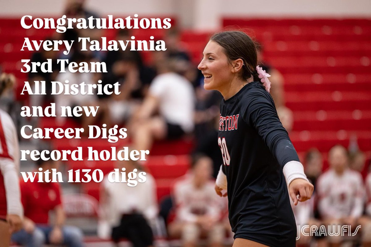 Congratulations Gracie, Ayla, and Avery for earning All District Honors. All 3 will compete in the District 8 All Star game November 13 at Coldwater High School. 
Avery is now the School Record Holder for Digs in a career with 1130!!!