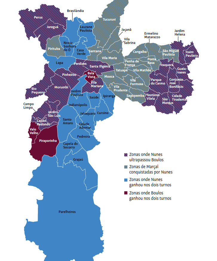 Nunes ultrapassou Boulos do distrito mais rico (Pinheiros) ao mais pobre (Capão Redondo). O prefeito reeleito virou votos em 20 regiões, além de levar todas as 20 áreas de Marçal. Boulos só ganhou em 3, como a Bela Vista, c/ maior abstenção
<a href="/folha/">Folha de S.Paulo</a> <a href="/Gus_per/">Gustavo Queirolo Pereira</a>
www1.folha.uol.com.br/poder/2024/10/…