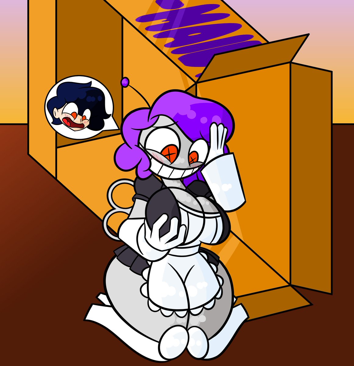 B0dySwapRobot's tweet image. Another robot body swap!? Dang, this gal is obsessed with these kinda swaps. I feel kinda bad for this guy being stuck in that box inside that busty body while a pervy bot walks off with his bod. I hope he can find a way back...if he can get out of the store that is... #BodySwap