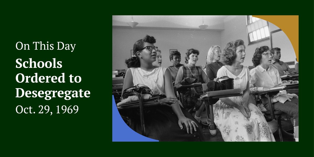 #OTD in 1969 —15 years after Brown v. Board of Education declared segregated schools unconstitutional — that SCOTUS ordered immediate desegregation of public schools in the American South.

Today, #TheMarchContinues.