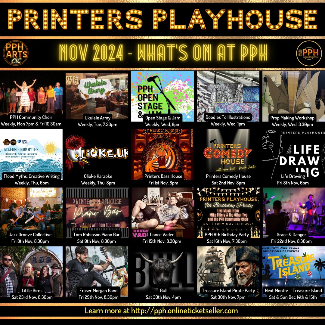 🎤 🎵 🎸𝗟𝗜𝗩𝗘 𝗠𝗨𝗦𝗜𝗖 &amp; 𝗘𝗩𝗘𝗡𝗧𝗦 𝗔𝗧 𝗣𝗣𝗛 𝗧𝗛𝗜𝗦 𝗠𝗢𝗡𝗧𝗛 🎤 🎵 🎸

#printersplayhouse #groveroad #littlechelsea #eastbourne #eastsussex #events #live #theatre #free #entertainment #fun #community #creative #livemusic #november