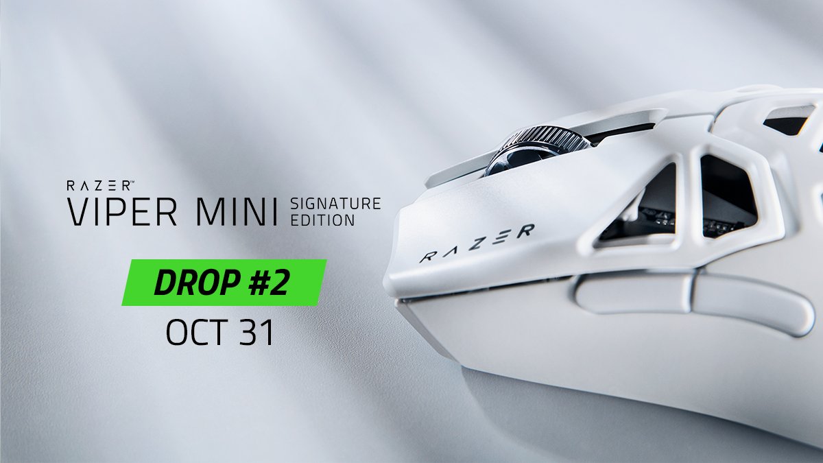Razer's tweet photo. We've got a special treat for you this Halloween, the next Razer Viper Mini Signature Edition drop is happening on Oct 31: https://t.co/BsKGkNUAXj
Head over to our Discord server now to know exactly when the drop will go live. #vmse https://t.co/rroCk7crcm