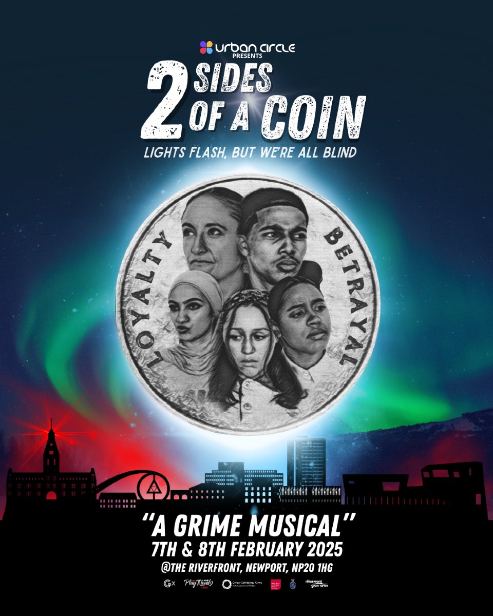 🚨 It’s official! 🚨 The 2 Sides of a Coin poster is here. Get ready for an epic grime musical coming February 2025! 🎭

#2SidesOfACoin #GrimeMusical #UrbanCircle #PosterReveal”
