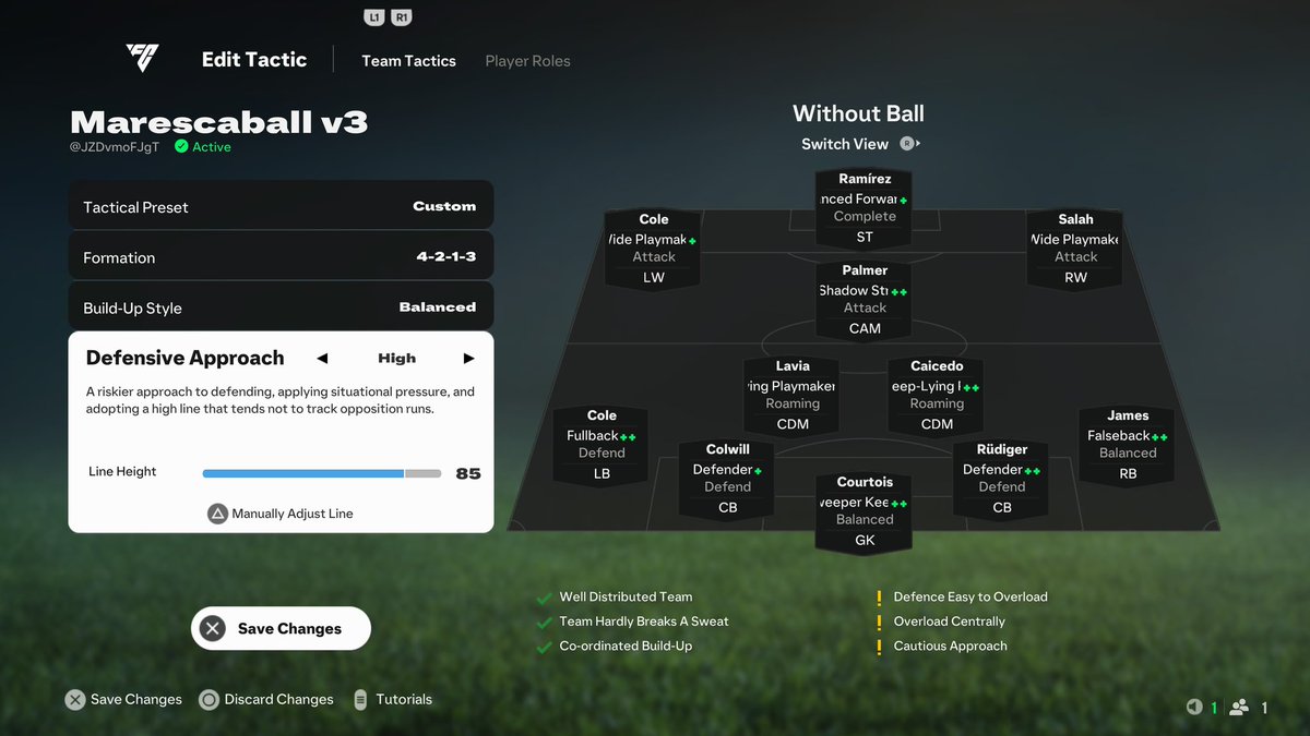 pauciloquxnt's tweet photo. ⚠️ Marescaball v3 (4-2-1-3) - Controlled Chaos ⚠️

Regain some control in the chaos of FC 25!

✅ 5 back KILLER
✅ BEAUTIFUL passing moves
✅ Wingers ALWAYS in space
✅ SOLID at the back
✅ Beat the press
✅ UNRELENTING pressure
✅ Works on Old Gen and New Gen

Code: @JZDvmoFJgT https://t.co/igZOiww0La