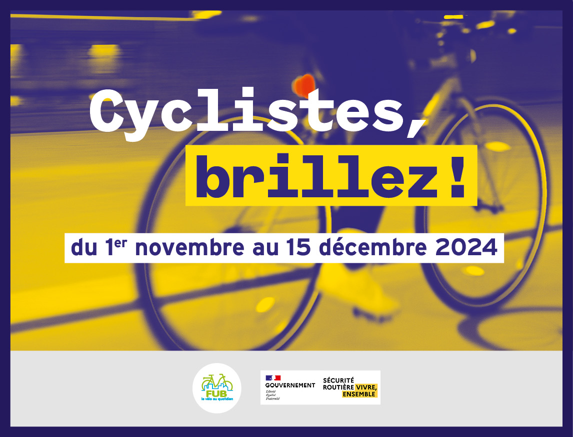 Cyclistes, brillez 🌟 Avec le changement d’heure, les déplacements à vélo se font désormais dans l’obscurité. La <a href="/FUB_fr/">FUB</a> relance tout au long du mois son opération annuelle pour sensibiliser les cyclistes à l'importance d'un bon éclairage 👉  bit.ly/3YmygKu
#FUB #OEPV
